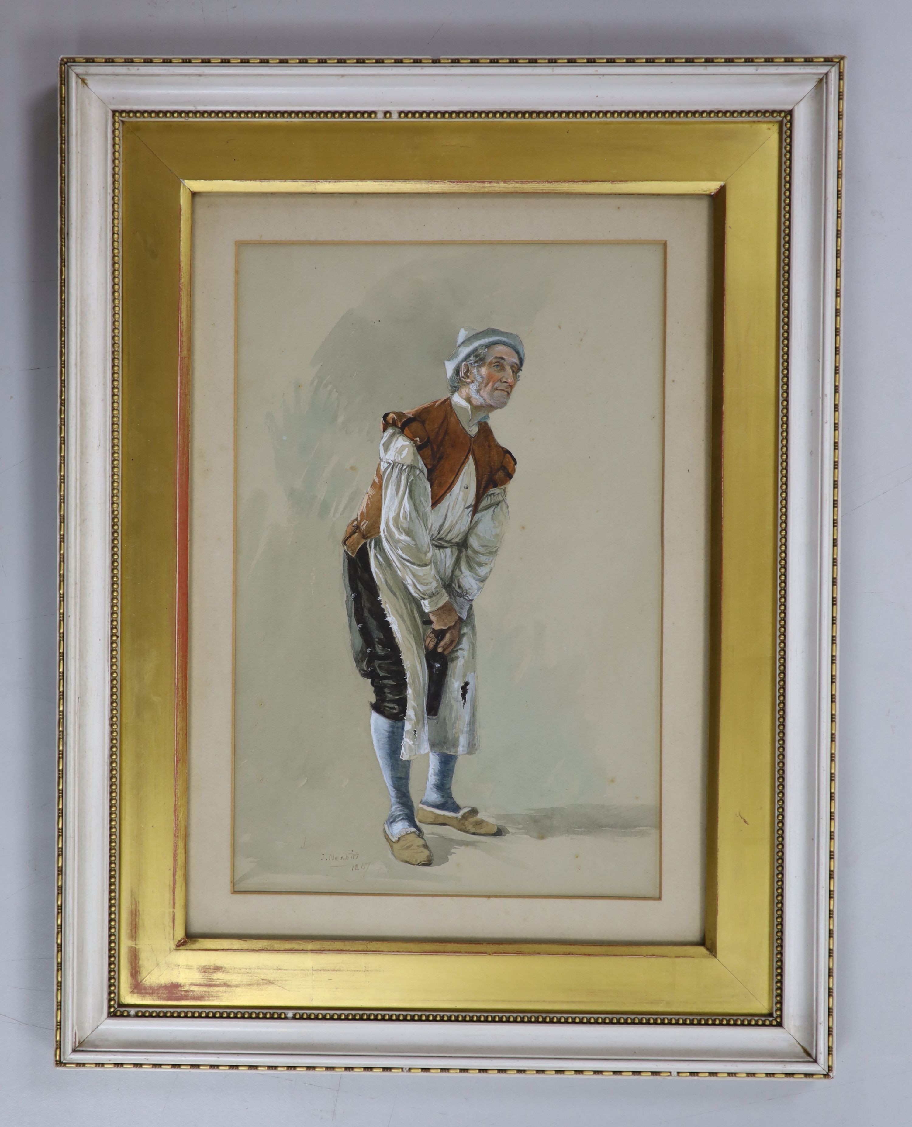 John Nesbitt (1831-1904), watercolour, The Steward, signed and dated 1867, 29 x 19cm